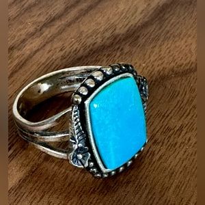 Sterling silver and turquoise ring, size 9
